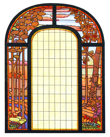 Design for stained glass window art nouveau illustration 1898
Art Nouveau is an international style of art, architecture, and applied art, especially the decorative arts, known in different languages by different names: Jugendstil in German, Stile Liberty in Italian, Modernisme català in Catalan, etc. In English it is also known as the Modern Style. The style was most popular between 1890 and 1910 during the Belle Époque period that ended with the start of World War I in 1914.
Original edition from my own archives
Source : Deutsche Kunst und Dekoration Band I 1898