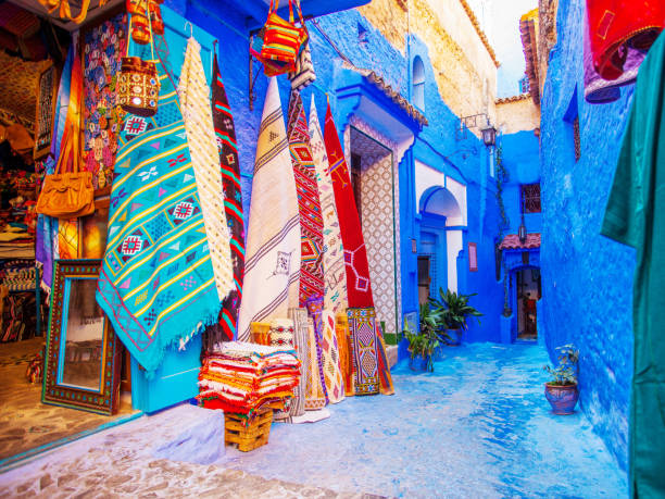 Chefchaouen blue city of Morocco Chefchaouen blue city of Morocco. Beautiful street of blue medina in Africa chefchaouen photos stock pictures, royalty-free photos & images