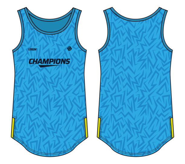 Sleeveless Tank Top Basketball jersey vest design flat sketch illustration template, abstract print sports jersey concept with front and back view for Men and women Volleyball jersey and badminton kit Sleeveless Tank Top Basketball jersey vest design flat sketch illustration template, abstract print sports jersey concept with front and back view for Men and women Volleyball jersey and badminton kit sleeveless top stock illustrations