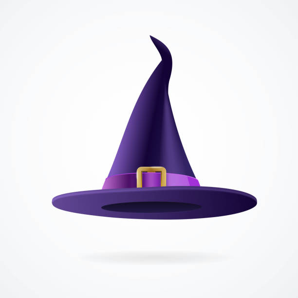 ilustraciones, imágenes clip art, dibujos animados e iconos de stock de realista detallado 3d bruja y mago sombrero con cinturón. vector - purple belt