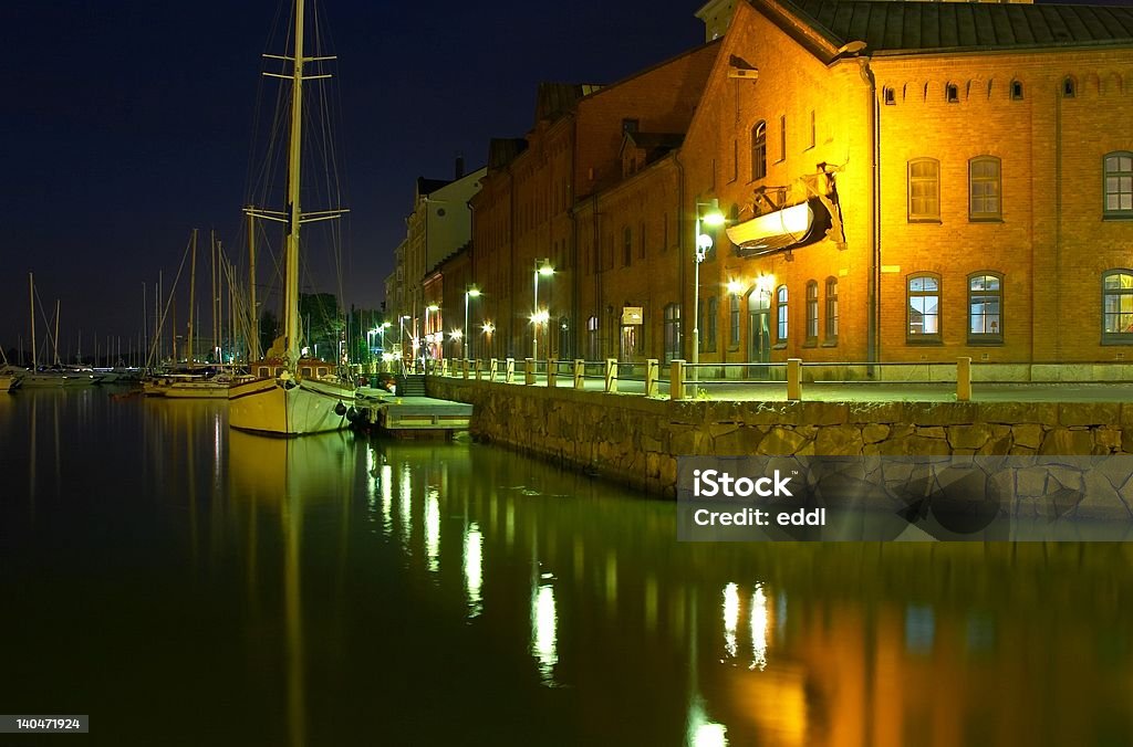 Helsinque Harbour à noite - Foto de stock de Barco a Vela royalty-free