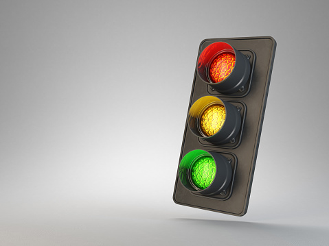 traffic light sign isolated on a white background. 3d illustration