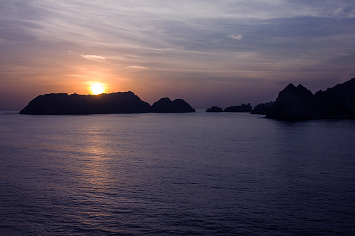 Oman sun rise rock sea view, Muscat coast
