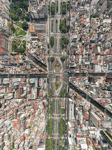 Top town of Traffic on the obelisk and 9 de Julio Avenue - Buenos Aires
