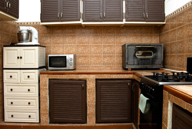 Stainless appliances in domestic kitchen
