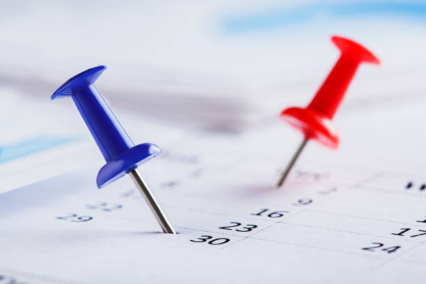 istock Important date and calendar appointment. pin on calendar. 1404723252