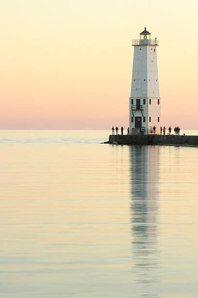 istock Frankfort Breakwater Lighthouse Reflection, Lake Michigan 140472519