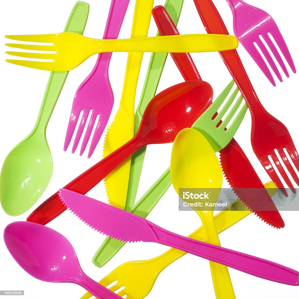 Leuchtende mehrfarbigen forks, kives und Restaurant "spoons" - Lizenzfrei Gabel Stock-Foto