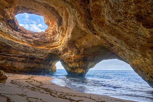 Beautiful sea cave known as Grotte de Benagil \