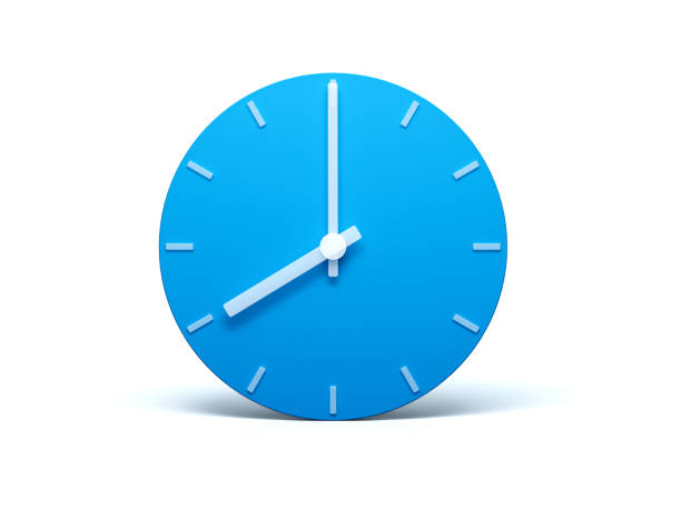 istock Blue wall Clock on isolated white background with Shadow 3d Illustration. 8 O'clock 1404726685
