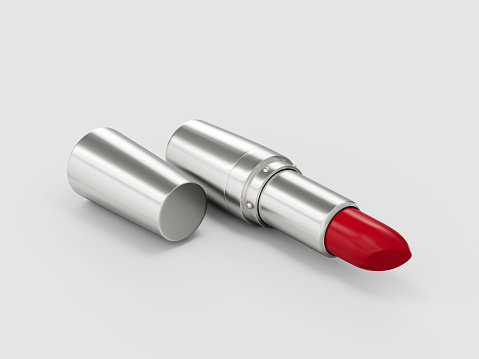 Lipstick Red silver close up 3d illustration