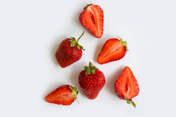 istock Fresh strawberries isolated on white background 1404727797
