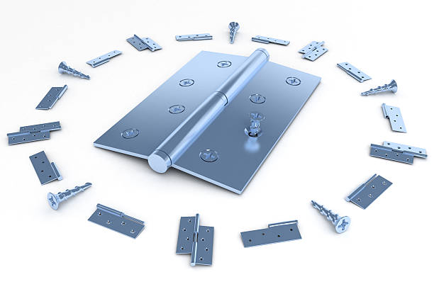 Matte nickel hinge for doors, windows, etc. 3D render.