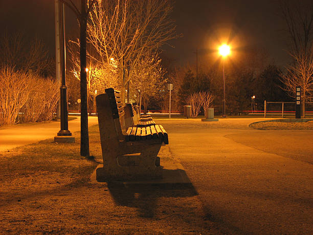 Park at night stock photo