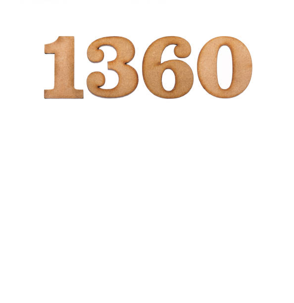 istock Number 1360 in wood, isolated on white background 1404728868