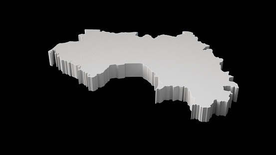 Guinea 3D map on black background 3D illustration
