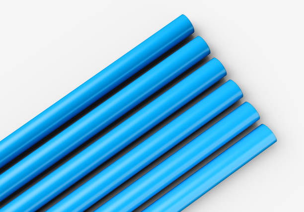 istock Blue PVC pipes top view isolated white background 3d illustration 1404730645