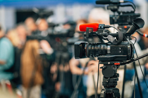 istock Cameras at a Live Media Conference. 1404731034
