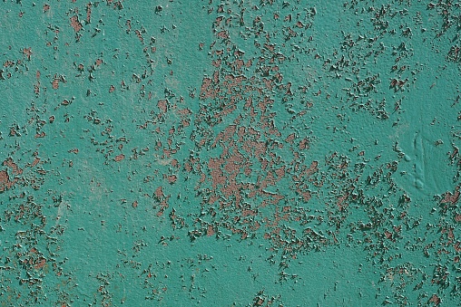 metal texture of green gray shabby old iron wall