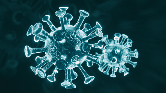3d image of monkeypox virus - abstract 3d image of virus on black background, science nanotechnology, medical concept, on dark backgrounds, hologram view. Zoovirus.
