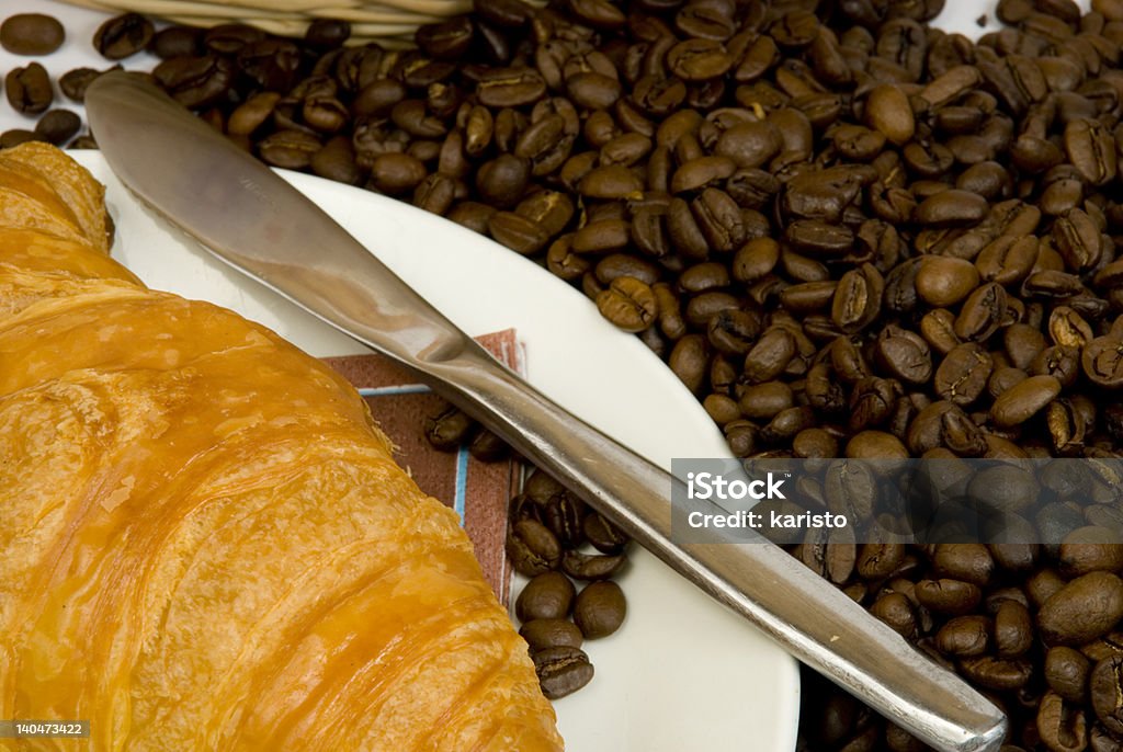 Croissant e café - Royalty-free Branco Foto de stock