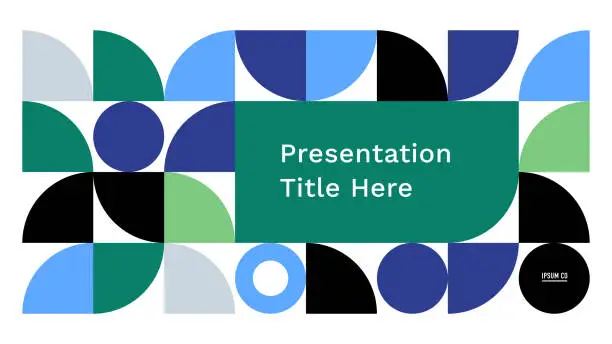 Vector illustration of Presentation title slide design layout with abstract geometric graphics — Clyde System, IpsumCo Series