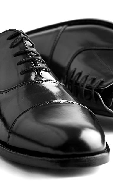 Gentleman’s Leather Shoes Black leather shoes against a white background oxford michigan photos stock pictures, royalty-free photos & images