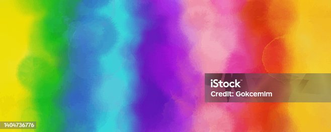 istock Colorful Rainbow Watercolor Background. Watercolor strokes design element. Multi colored colored hand painted abstract texture. Abstract Wall Texture with Color Brush Strokes. Grunge, Sketch, Graffiti, Paint, Watercolor, Sketch. Grunge Vector Background. 1404736776