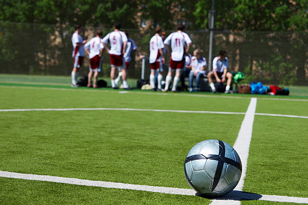 Équipe de football, de ball sur une ligne - Photo