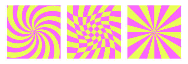 istock Vector trendy funny abstract retro 60s, 70s hippie cards in pop art comics style. Background with waves, spiral and curves for flyer template, art print, poster, paper, textile, cover, fabric 1404738502