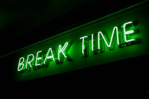 Neon sign for Break Time!