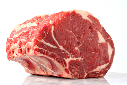 Beautiful cut of prime rib beef roast.