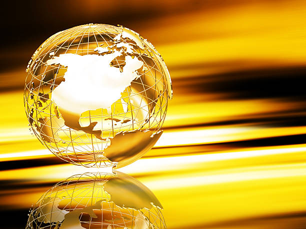 istock A black and gold picture of a globe 140475009