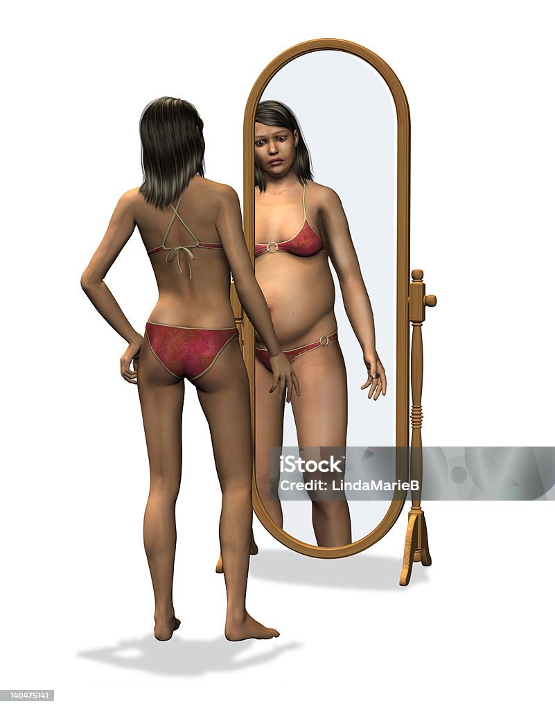 Anoreksja-Zniekształcony obraz ciała - Zbiór zdjęć royalty-free (Lustro do podłogi)