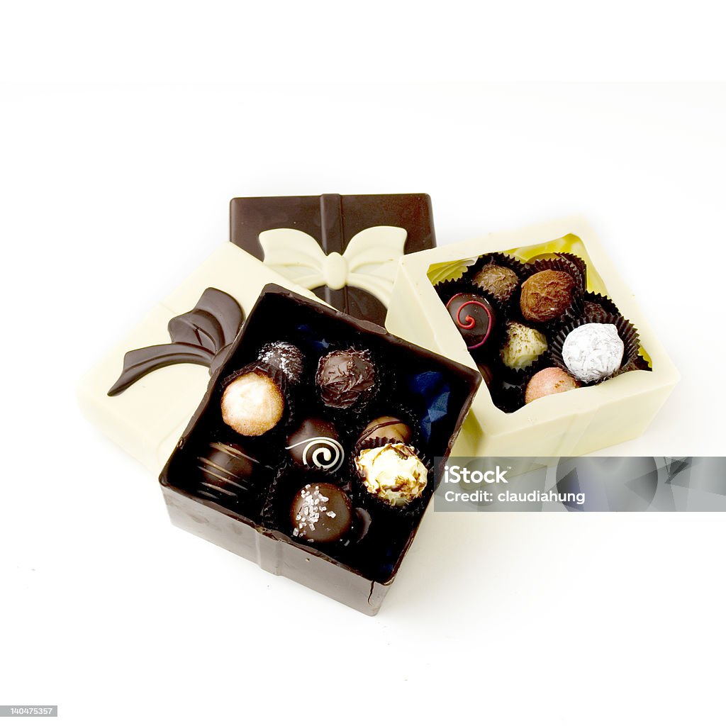 Chocolate Truffles Two chocolate boxes of an assortment of truffles Box - Container Stock Photo