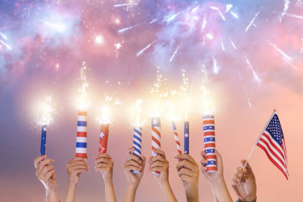 istock 4th of July. USA Independence day fireworks. 1404754625