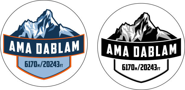 kuvapankkikuvitukset aiheesta vektoriavainnippu, jossa on ama dablam -vuoren logomerkki - ama dablam