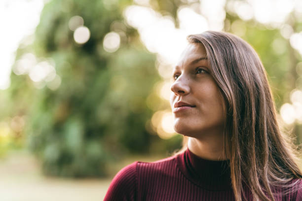 istock Serene woman looking to the future 1404756515
