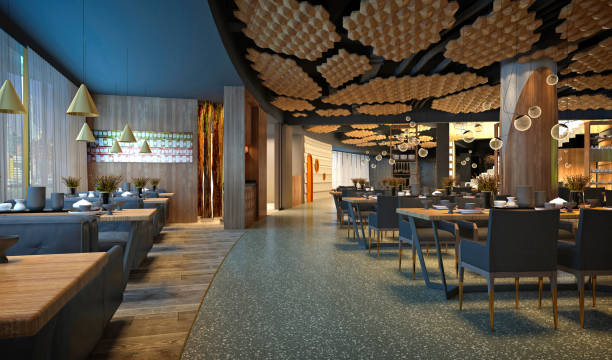 istock 3D render of cafetaria and restaurant 1404756611