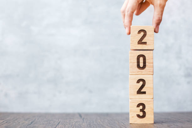 istock 2023 year block on table. goal, Resolution, strategy, plan,, start, budget, mission, action, motivation and New Year holiday concepts 1404769966