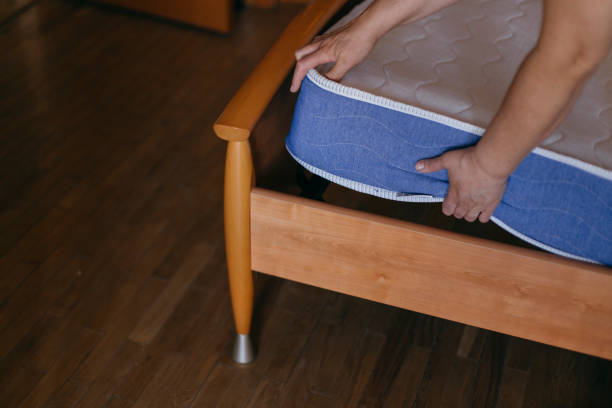 istock mattress on the bed close-up 1404772370