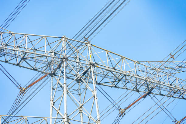high voltage power pylon in a day time horizontal composition