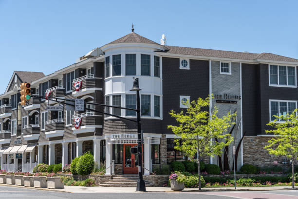 Stone Harbor, New Jersey-June 6, 2022: The Reeds at Shelter Haven is a luxuary hotel located in the center of Stone Harbor, New Jersey
