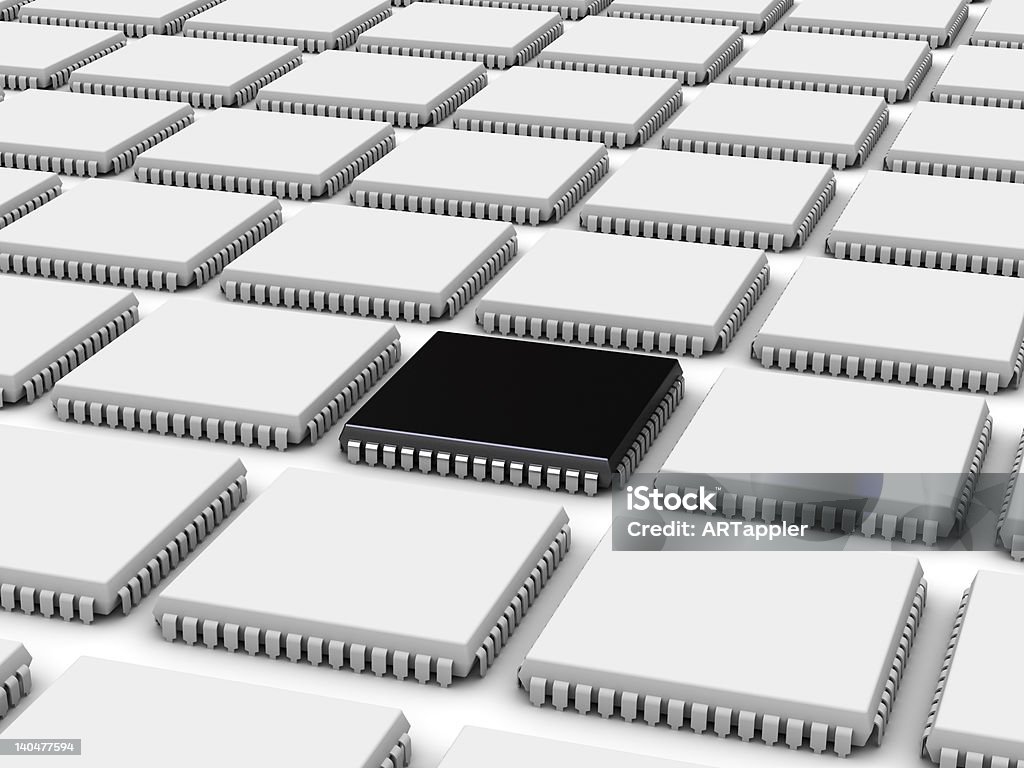 Computer chip 3D illustration of the computer chips (can be used as a background for print or WEB) CPU Stock Photo