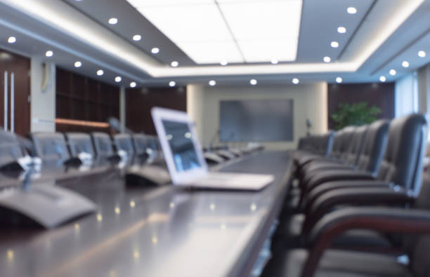 istock Blurred background of meeting room 1404776194