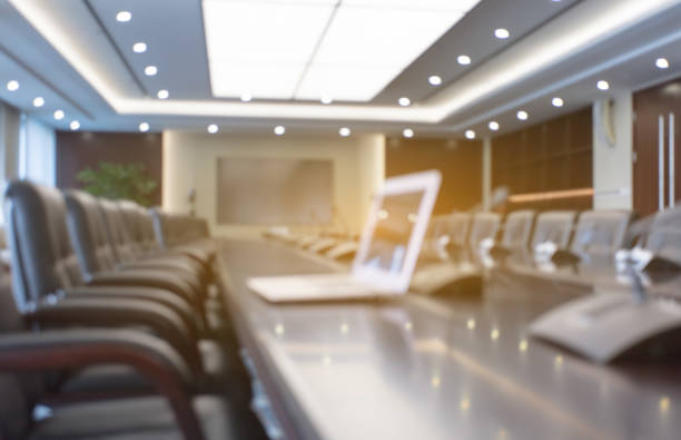 istock Blurred background of meeting room 1404776195