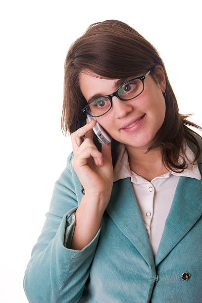 Secretário ou negócio mulher a falar sobre um telemóvel - fotografia de stock