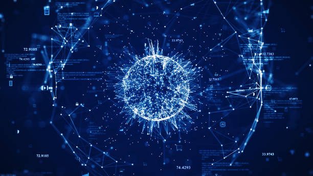 istock big data technology concept. The interconnected polygons form a prominent sphere in the center. with a binary code icon surrounded on a dark blue background. data processing analysis. 1404780919