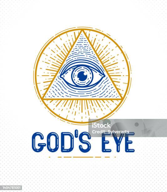 All Seeing Eye Of God In Sacred Geometry Triangle Masonry And Illuminati Symbol Vector Logo Or Emblem Design Element Stock Illustration - Download Image Now