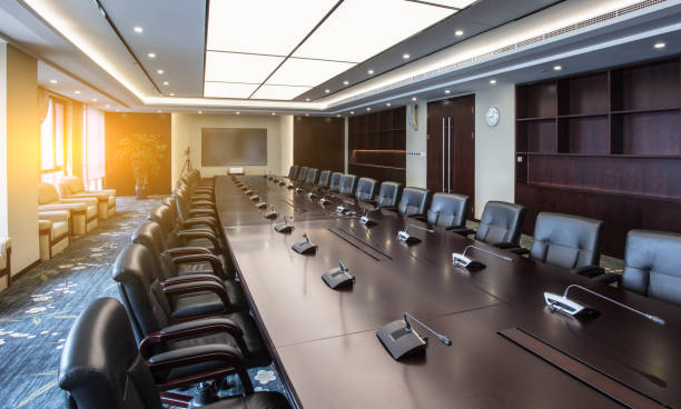 istock The boardroom table is set for a meeting 1404783201